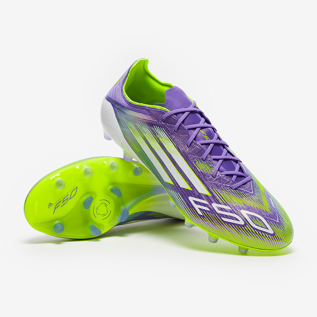 adidas F50 Elite AG 26.0 紫/緑 adidas F50 Elite AG - Morado Rush/Ftwr Blanco/Limón Lúcido - Botas