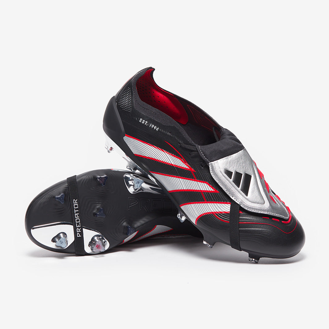 adidas Predator Elite Tongue Leather FG - Negro/Plateado Met./Rojo
