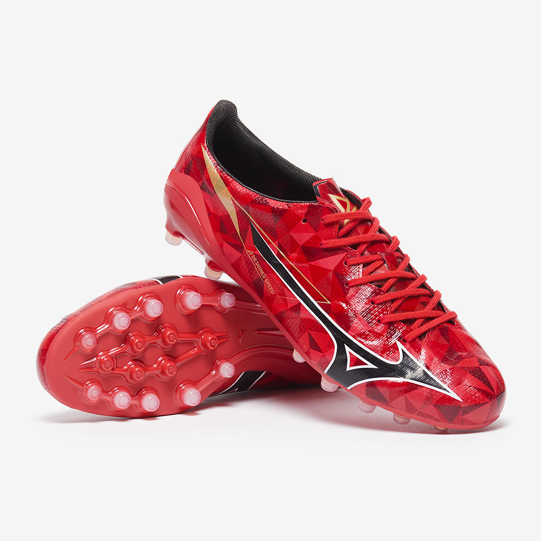 Mizuno Alpha II Elite AG - Morelia 40th Rojo/Negro/Dorado - Botas