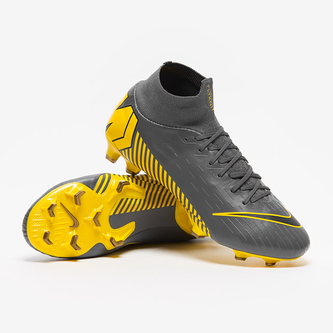 Nike Mercurial サッカーシューズ グレー/イエロー Nike Mercurial Superfly VI Pro FG - Dark Grey/Black/Yellow - Firm