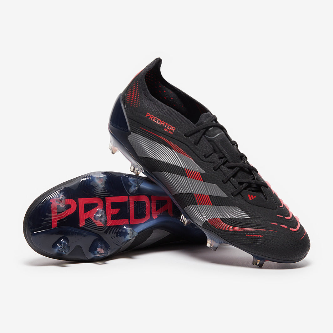 adidas Predator Elite FG - Negro/Gris Four/Rojo Lúcido - Botas