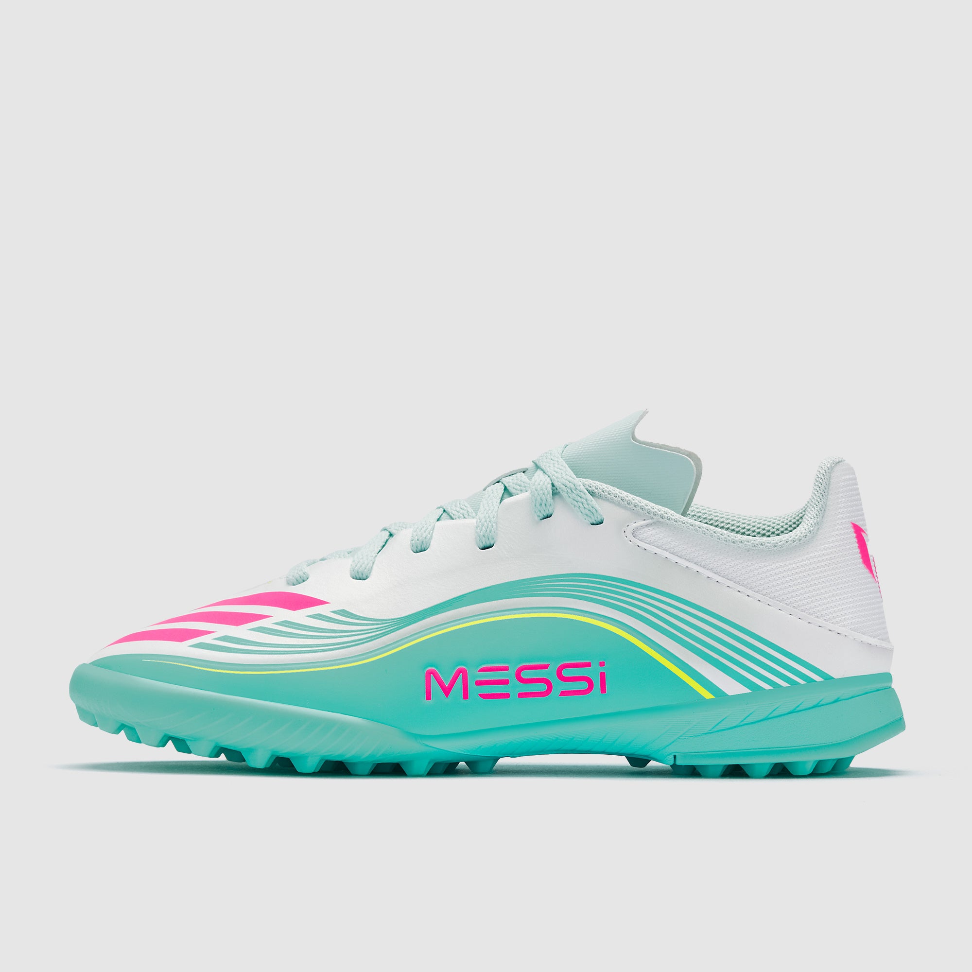 adidas F50 League x Messi TF para niños - Ftwr Blanco/Rosa Lúcido