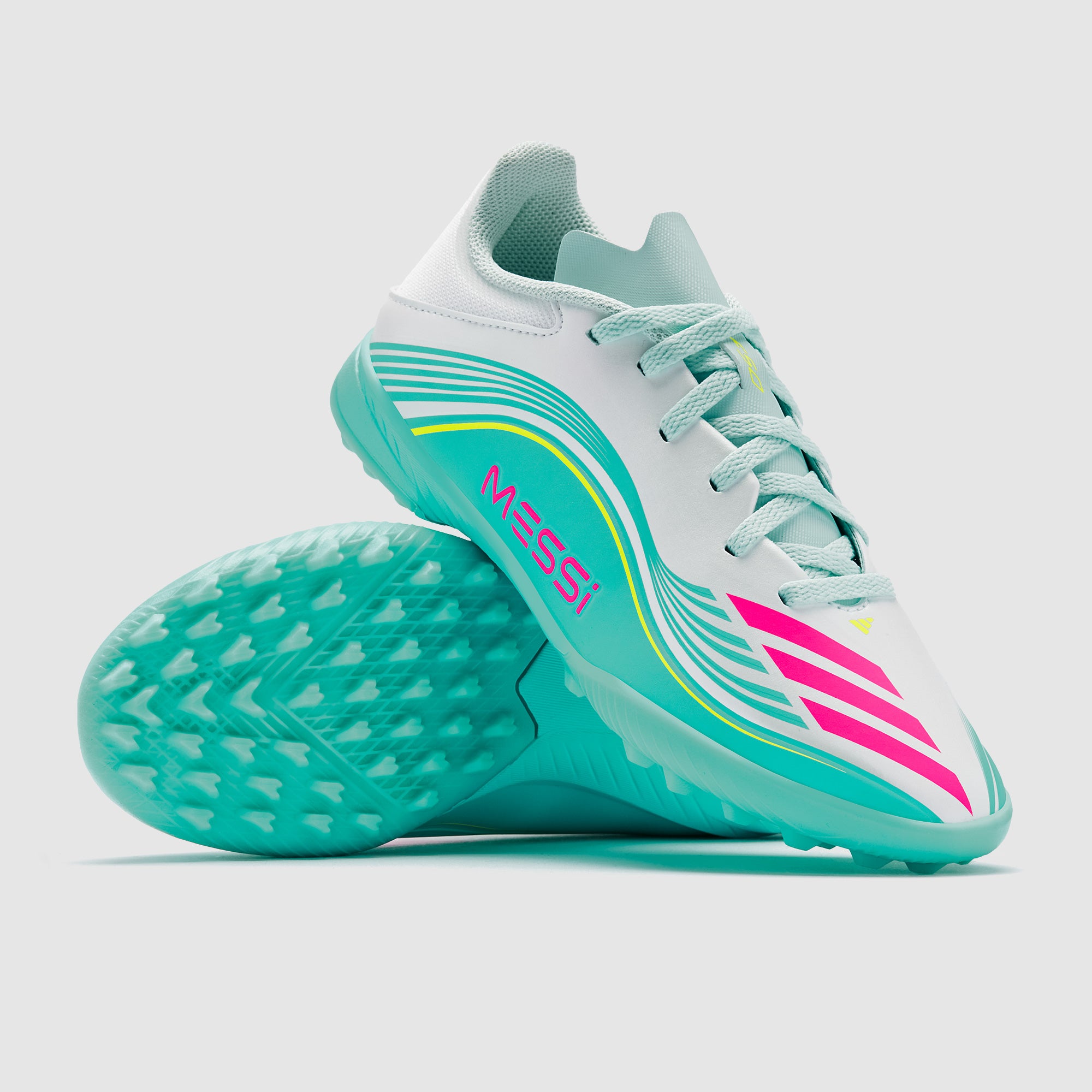 adidas F50 League x Messi TF para niños - Ftwr Blanco/Rosa Lúcido
